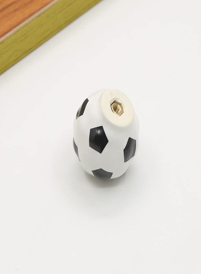 ESreake Heavy Ceramic Soccer knobs Football Knobs, 4 Packs Ball Sports Party Theme Children and Baby Home Decor Drawer Knobs Pulls Handles for Dresser Cupboard Wardrobe Cabinet Kitchen (4, Soccer-w) - Image 5